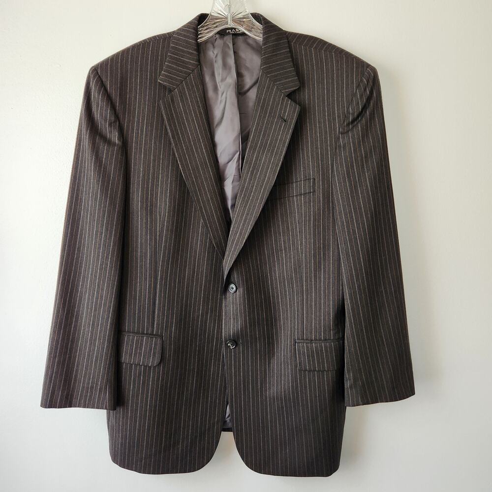 Jos A Bank Blazer Men 44R Charcoal Brown Pinstripe Jacket Wool Business Corpcore